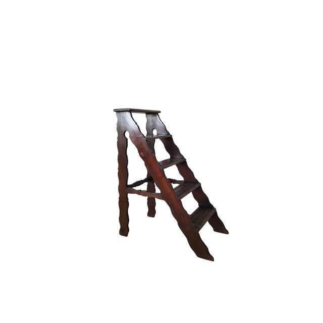 Wooden Library Ladder, 1930s For Sale - Image 4 of 4