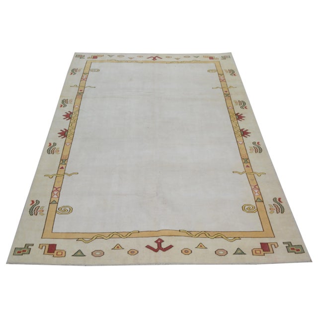 Vintage Turkish Anatolian hand knotted rug with wool texture.