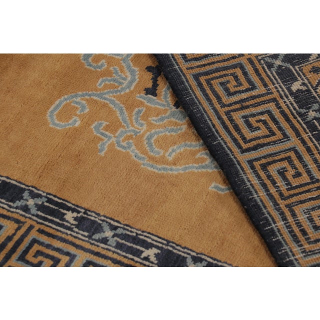 Beige Rug & Kilim’s Chinese Art Deco Inspired Rug, Brown With Greek Key Border For Sale - Image 8 of 8