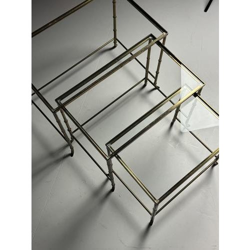 Goldenrod Faux Bamboo Nesting Tables, Set of 3 For Sale - Image 8 of 14