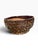 Striking vintage studio pottery bowl featuring a rich chocolate brown and oxblood glaze with dramatic cream and tan...