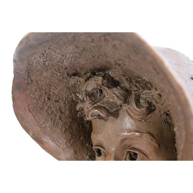 Ceramic A. Blanc, Terracotta Bust of Woman, 1900s For Sale - Image 7 of 18