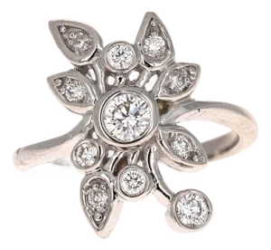 0.65 Carat Diamond Cocktail Ring 18 Karat White Gold, Size 7