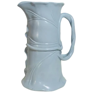 19th Century Victorian Banana Leaf Blue Majolica Pitcher