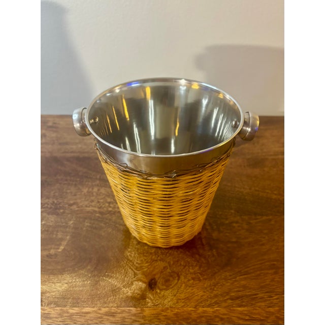 Tan Vintage Coastal Cane Wrapped Barware Set Pitcher and Ice Bucket For Sale - Image 8 of 8