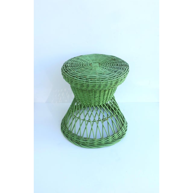 Wood Wicker Stool or Side Drinks Table For Sale - Image 7 of 12