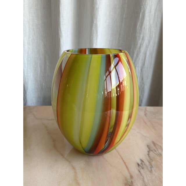 Postmodern Modern Striped Murano Glass Vase by Carlo Moretti, Italy, 1980s For Sale - Image 3 of 11
