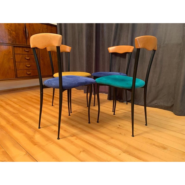 Italian Chairs in Alcantara, 1980s, Set of 4 For Sale - Image 6 of 14