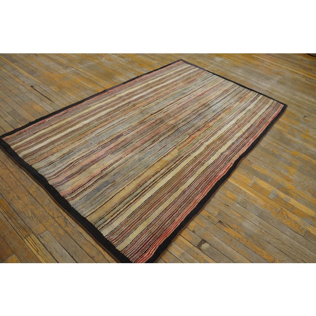 Antique American Hooked rug. Size: 4'6" x 7'4". American Antique Multicolor Hooked Small Scatter Size Wool 1890s Rug,...