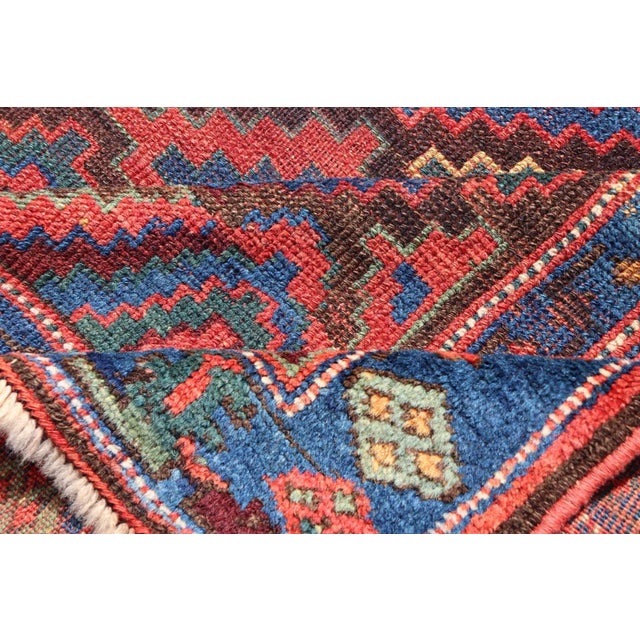 Mid 19th Century Sauj Bulak Kurd Carpet in Soft Colors and Diamond Shapes 4'1 X 5'11 For Sale - Image 10 of 11