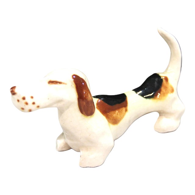 Vintage Ceramic Smiling Dachshund Weiner Dog Figurine For Sale
