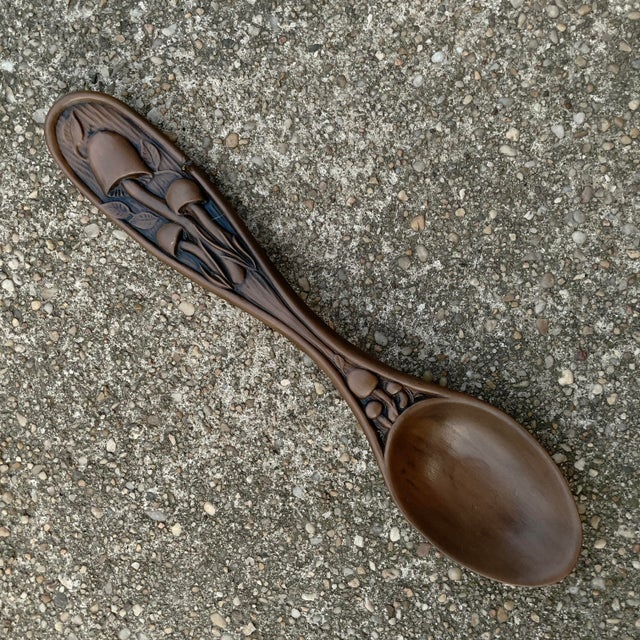 Vintage Arnels Brand Ceramic Wall Hanging Oversized Spoon, Fork & Ladle Decorated With Mushrooms - Set of 3 For Sale - Image 9 of 9