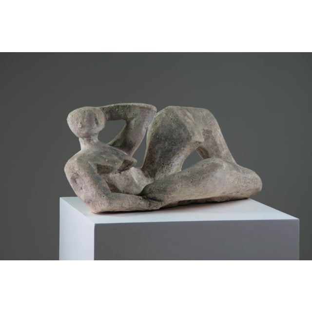 Stone French Artist, Modernist Sculpture of a Reclining Female Nude, Reconstituted Stone For Sale - Image 7 of 18