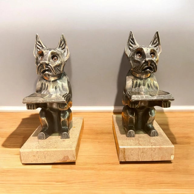 Metal Art Deco Silver Pewter Bookends, 1930s, Set of 2 For Sale - Image 7 of 9