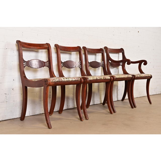 Kindel Furniture Kindel Furniture Style Regency Carved Mahogany Dining Chairs, Set of Four For Sale - Image 4 of 13