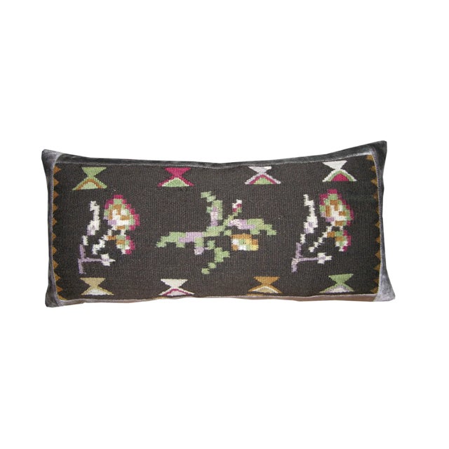 19th Century Bessarabian Tapestry Pillow, Folk Floral Design For Sale In Los Angeles - Image 6 of 6