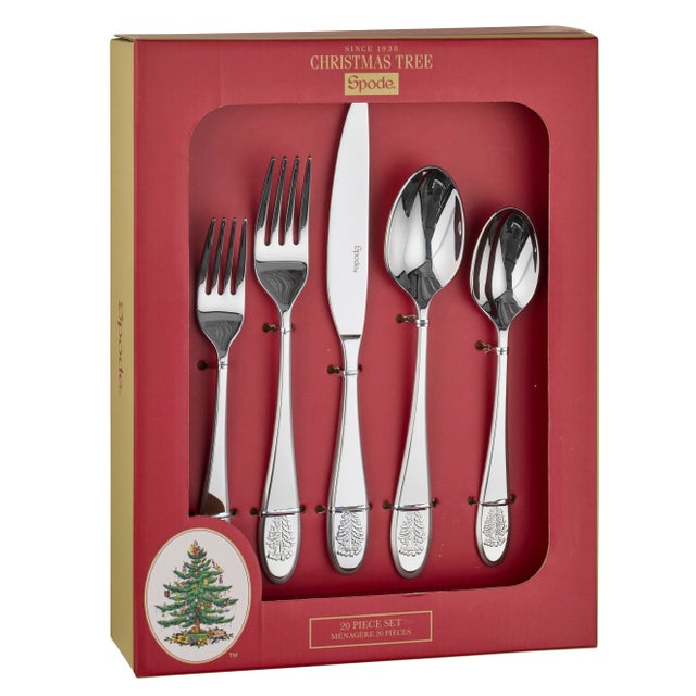 English Spode Christmas Tree 20-piece Flatware Set For Sale - Image 3 of 8