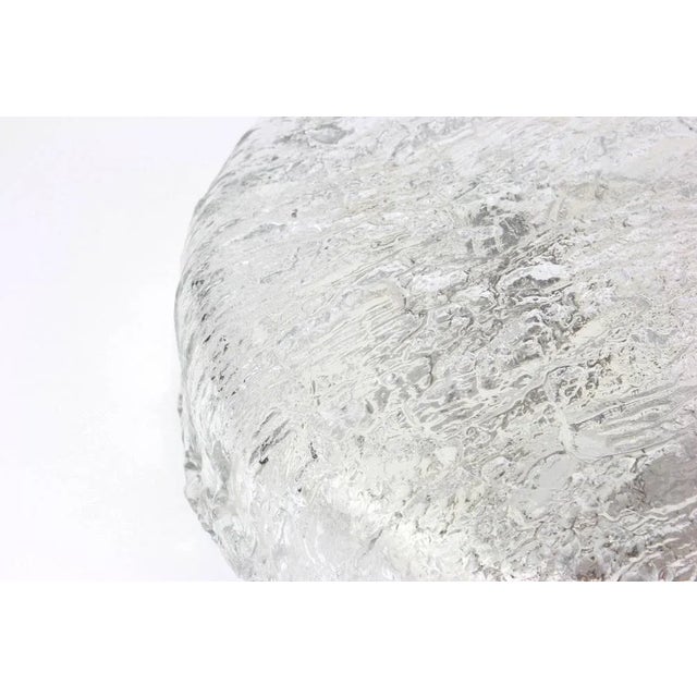 1970s Big Round Murano Ice Glass Flush Mount from Kaiser, Germany, 1970s For Sale - Image 5 of 7