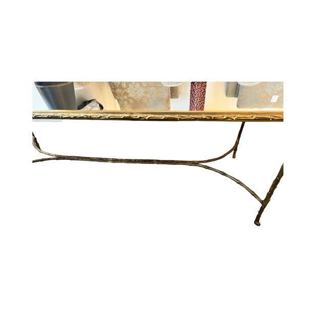 1960s 1960s Maison Bagues Style Gilded Bronze and Mirror Top Cocktail Table For Sale - Image 5 of 6