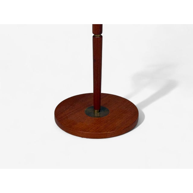 Brown Danish Modern, Teak, Brass, Paper, Floor Lamp, Denmark, 1960s For Sale - Image 8 of 10