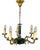 Vintage Empire Bronze Green Gold Chandelier with 5 Arms For Sale