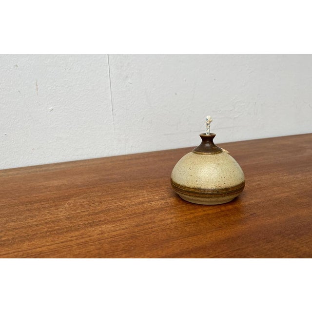 Mid-Century Danish Studio Pottery Oil Lamp from Bjergard, 1960s, in Very Good conditions. Designed 1960 to 1969 This piece...