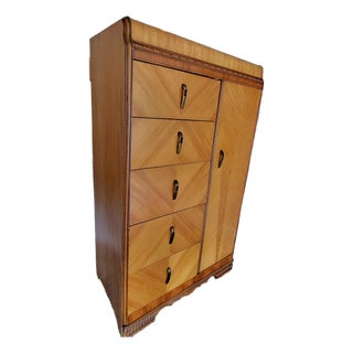 1930s J. D. Bassett Art Deco Waterfall Wardrobe For Sale