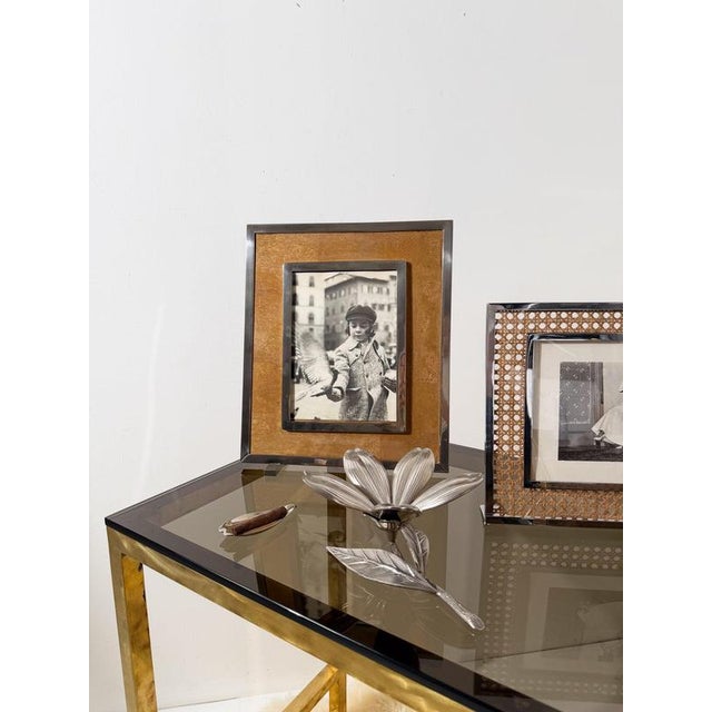 Large Italian Rectangular Picture Frame in Chrome, Acrylic Glass and Cork, 1970s For Sale - Image 3 of 18