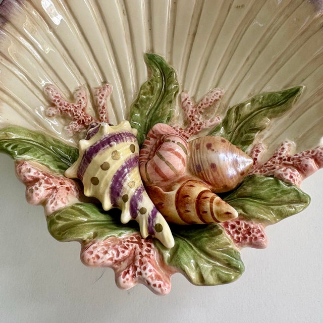 Shabby Chic Vintage Fitz & Floyd Bowl in the Oceana Pattern -Seashell Conch Decor. For Sale - Image 3 of 5