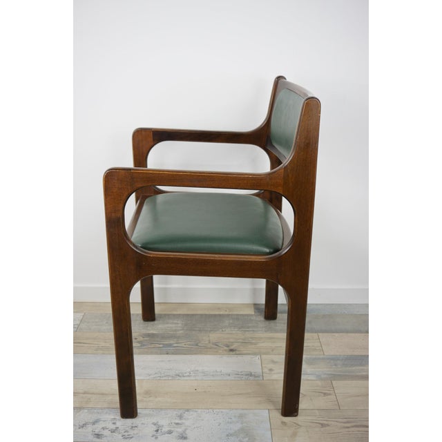 Lounge Chair in Wood and Dark Green Faux Leather, 1960s For Sale - Image 4 of 5