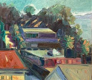 “Winehaven” Contemporary Expressionist Plein Air Landscape Oil Painting by James Hartman