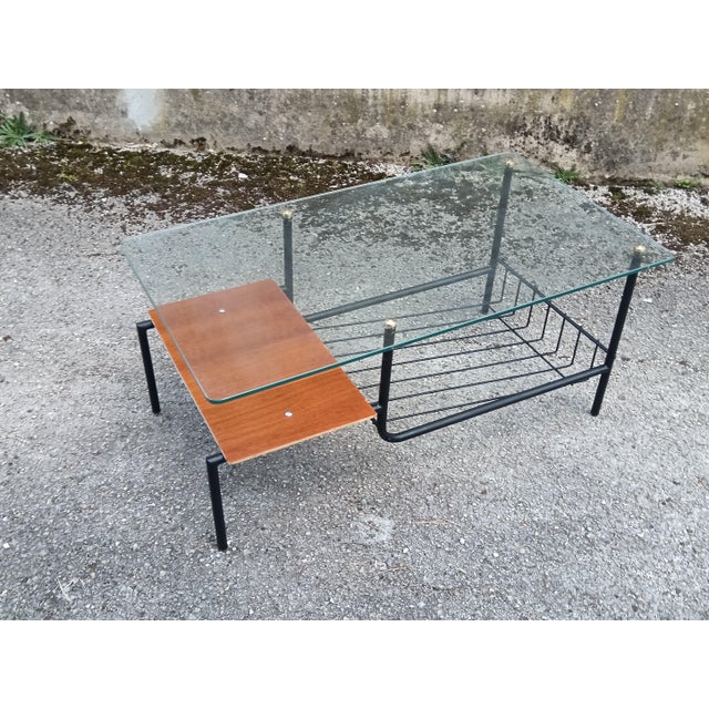 Vintage French Coffee Table with Magazine Rack, 1960 For Sale - Image 9 of 10