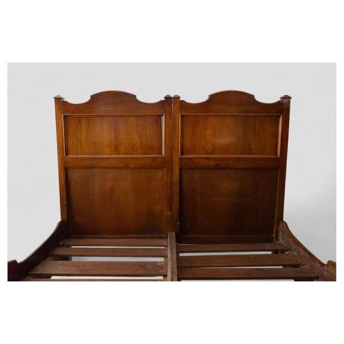 Antique Wood Double Bed with Integrated Drawers For Sale - Image 5 of 10