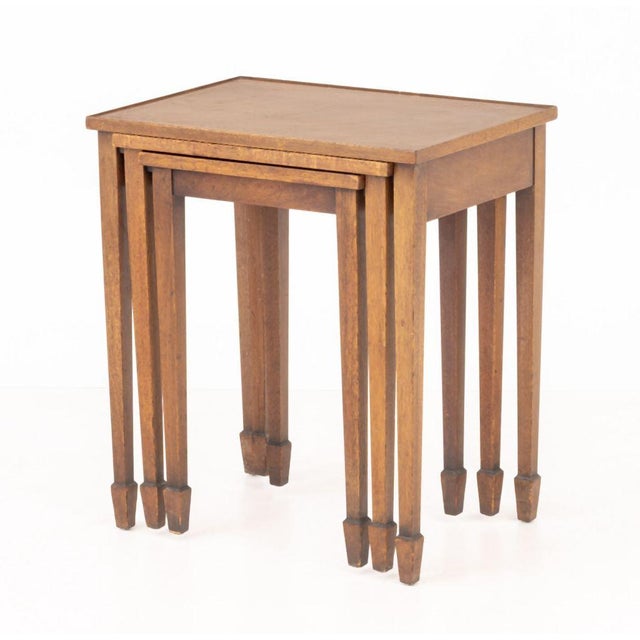 Federal Style Walnut Nesting Tables, 3 For Sale - Image 4 of 10