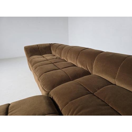 Textile Modular Strips Sofa in Brown Velvet by Cini Boeri for Arflex, 1970s, Set of 5 For Sale - Image 7 of 11