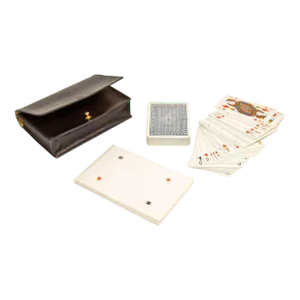 Vintage Leather Bridge, Poker Playing Card Game Case With 2 Card Decks