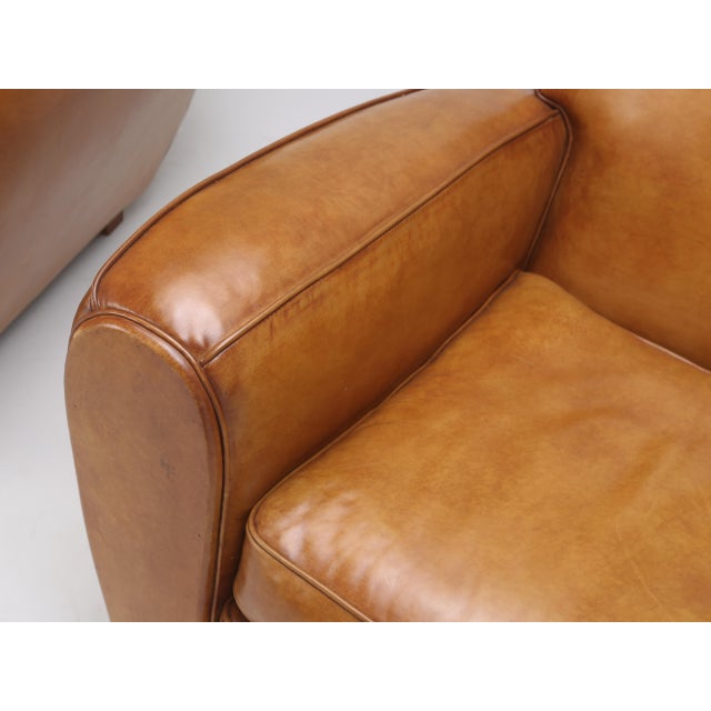 Pair of Art Deco French Leather Club Chairs For Sale - Image 9 of 12