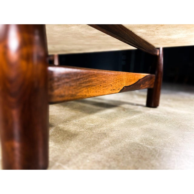 Architectural Brazilian Modern Coffee Table in Rosewood and Marble, Cimo, 1950s For Sale - Image 12 of 13