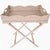 Wood Artifacts Rattan Scallop Design Butler Tray with Wooden Legs, White Wash For Sale - Image 7 of 7