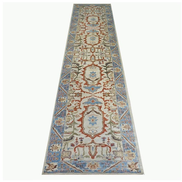 Condition: New Origin: Afghanistan Design: Sultanabad Actual size: 2'11"x 14'1" Thickness: 1/4" Color: Blue, Rust, Beige,...