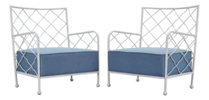 Pair of Midcentury French Iron Lounge Chairs After Royere