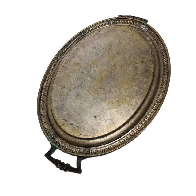 Goldenrod Antique Polish Oval Guilloshed Tray from Jarra, 1890s For Sale - Image 8 of 12