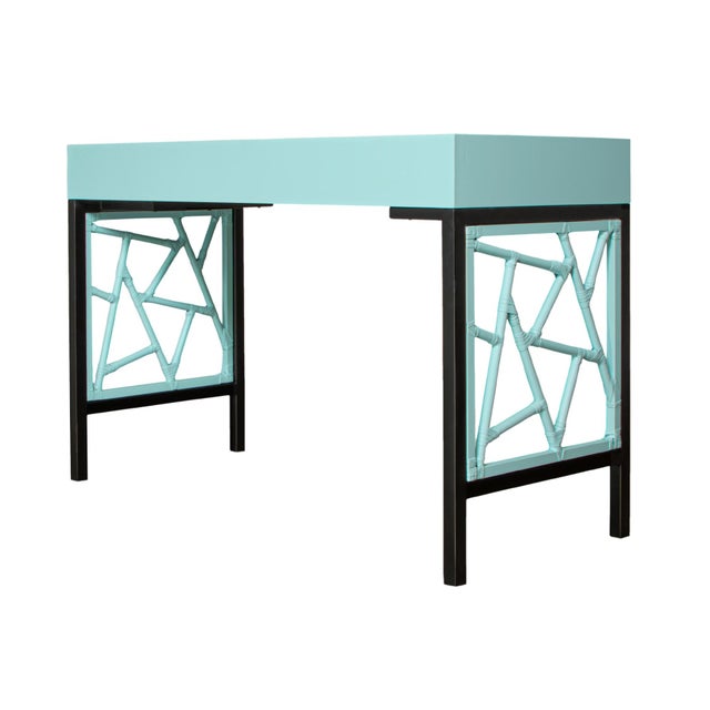 Tiffany Writing Desk - Turquoise For Sale In West Palm - Image 6 of 9