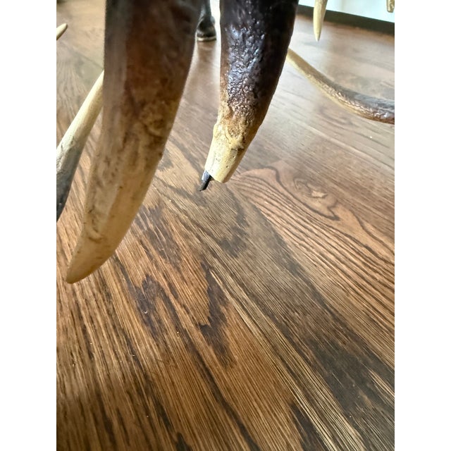 Animal Skin Faux Hide and Antler Ottoman For Sale - Image 7 of 9