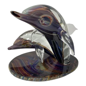 Twin Dolphins Murano Glass Sculpture