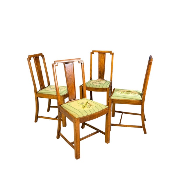 Vintage Art Deco Dining Chairs in Maple Wood, 1930, Set of 4 For Sale - Image 9 of 14