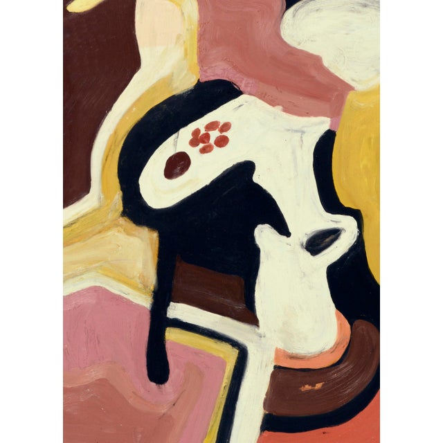 Bold abstract painting with pink, yellow, black, brown and white forms by Les (Leslie Luverne) Anderson (American,...