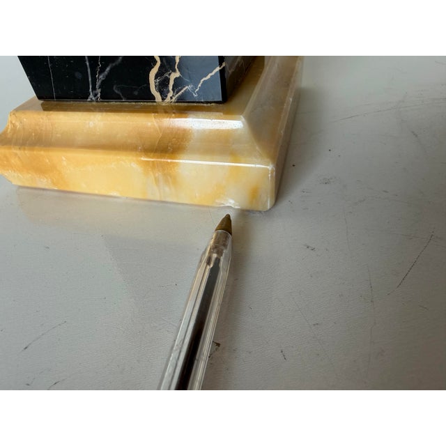 Vintage Italian Portoro Marble & Honey Onyx Obelisk, Made in Italy For Sale - Image 10 of 12