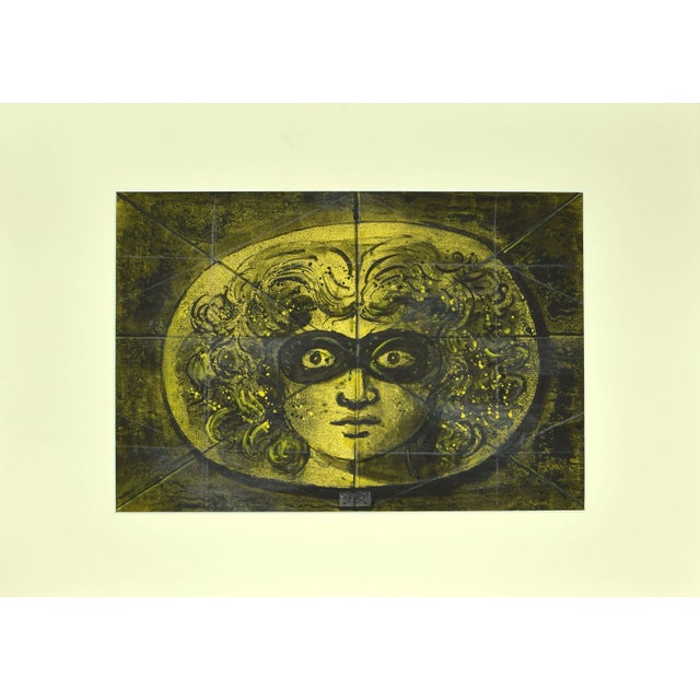 Eugene Berman, Medusa Mask, 1972, Black China Ink, Pencil and Watercolor Drawing For Sale - Image 3 of 3