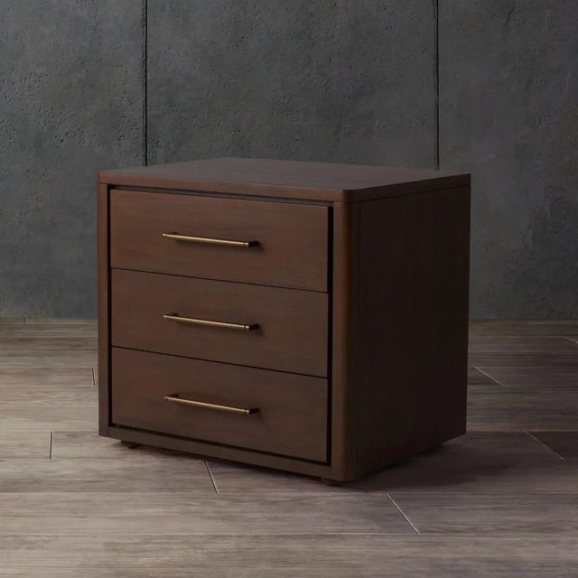 Contemporary Rosey 3 Drawer Wood Nightstand - Brown For Sale - Image 3 of 11